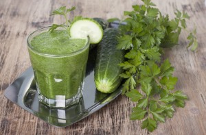 Parsley Cucumber  Lime and Wheatgrass Smoothie with Honey