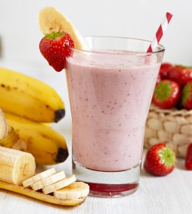 Creamy Banana Strawberry and Soy Protein Smoothie